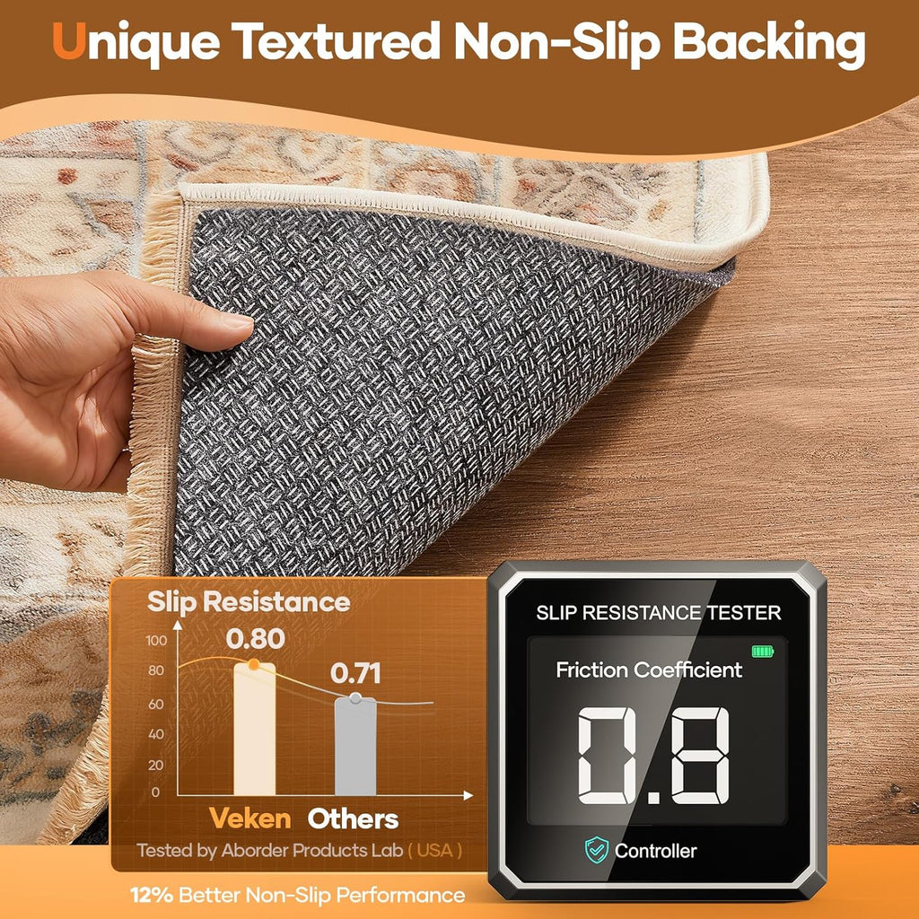 Veken Non-Slip Rug Pad Gripper - 8 x 10 Ft Felt & Silicone Backing | 1/8 Inch Thick Anti-Skid Mat