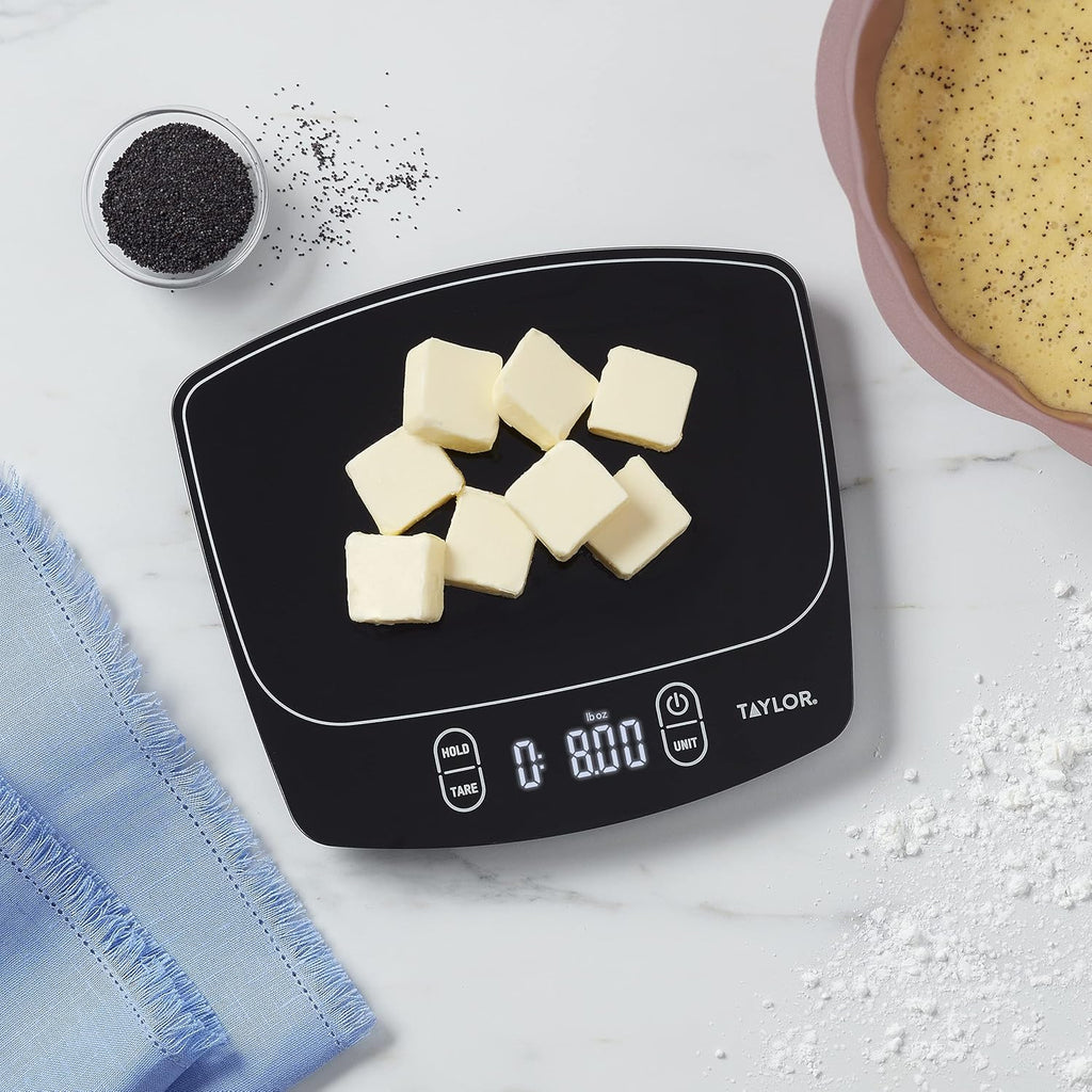Taylor Waterproof Digital Kitchen Scale - 11 Pounds Capacity | Sleek Black Design