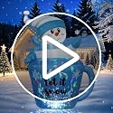 OurWarm 5FT Christmas Inflatable Snowman in Mug - Blue Snowman Yard Decor with Built-in LEDs & Blower