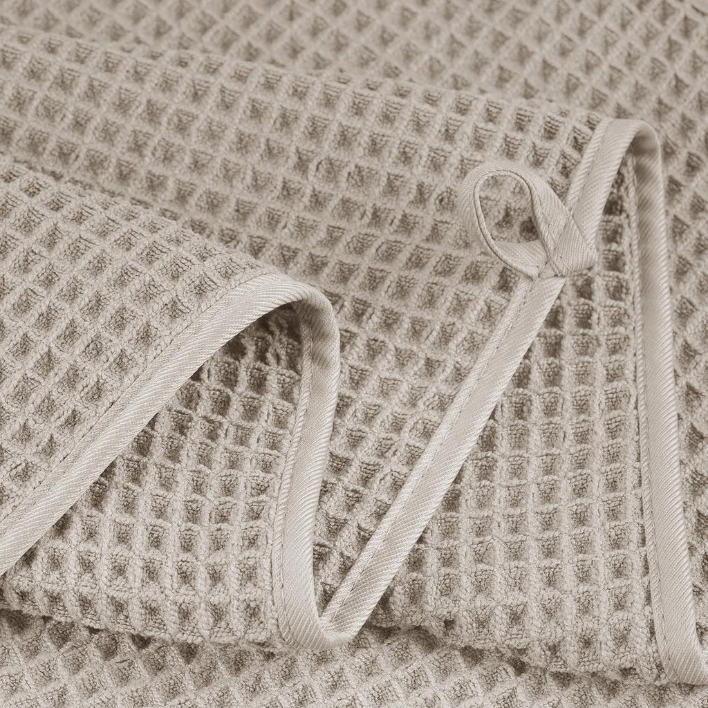 POLYTE Microfiber Bath Towel Set - Quick Dry, Lint-Free, Oversized, 6 Pieces | Waffle Weave