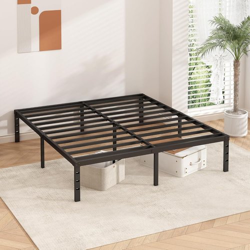 HLIPHA Metal Platform Bed Frame - 14-Inch Tall King Size | Heavy-Duty Support Slats, No Box Spring Needed, Easy Assembly, Black