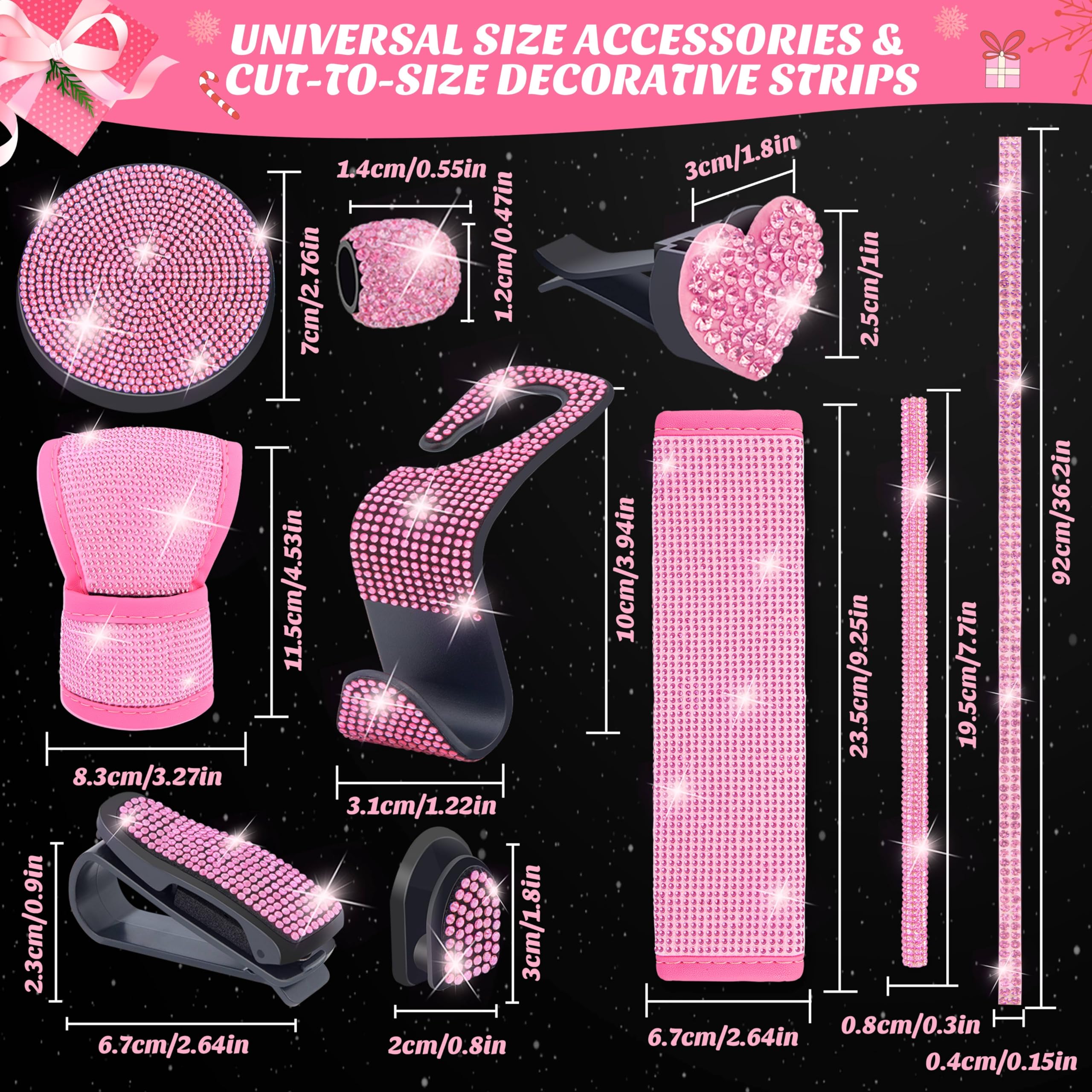 Pink Car Accessories Advent Calendar 2025 for Women - 24 Days of Pink Gift Set, Christmas Countdown Calendar with Sparkly Interior Décor, Luxury Holiday Gifts for Wife, Girlfriend, Mom, Coworker