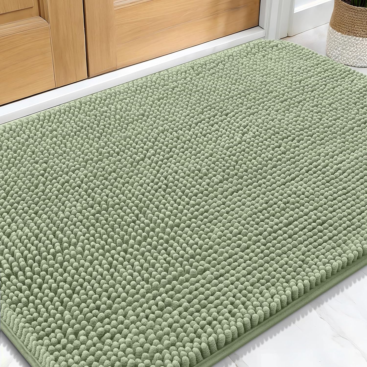 OLANLY Dog Door Mat - Absorbent Non-Slip Washable Doormat for Muddy Paws | 30x20 Sage Green