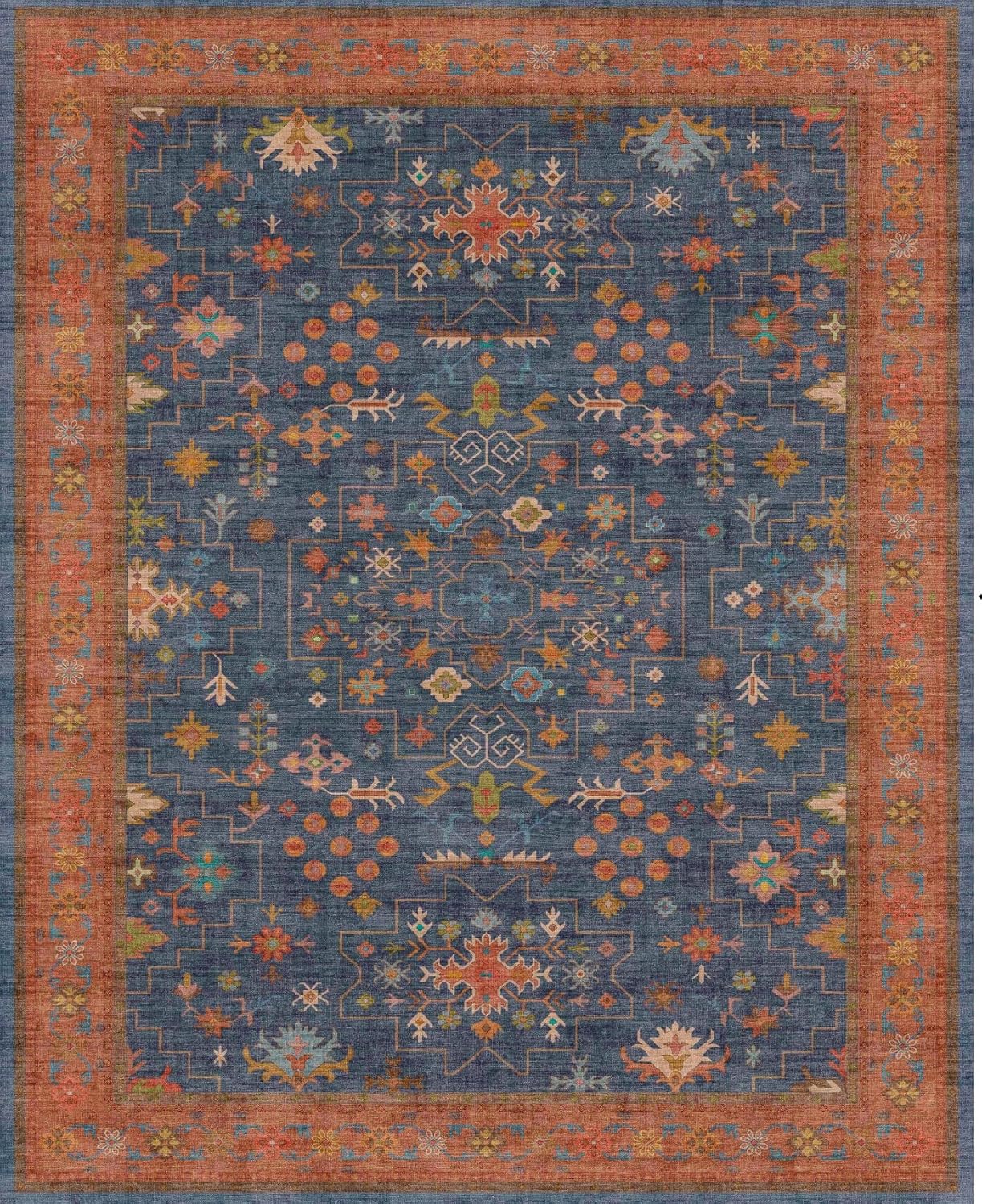 Skiennix Navy Blue Washable Runner Rug - 2'6" x 10' Non-Slip, Waterproof, Stain Resistant for Kitchen & Hallway