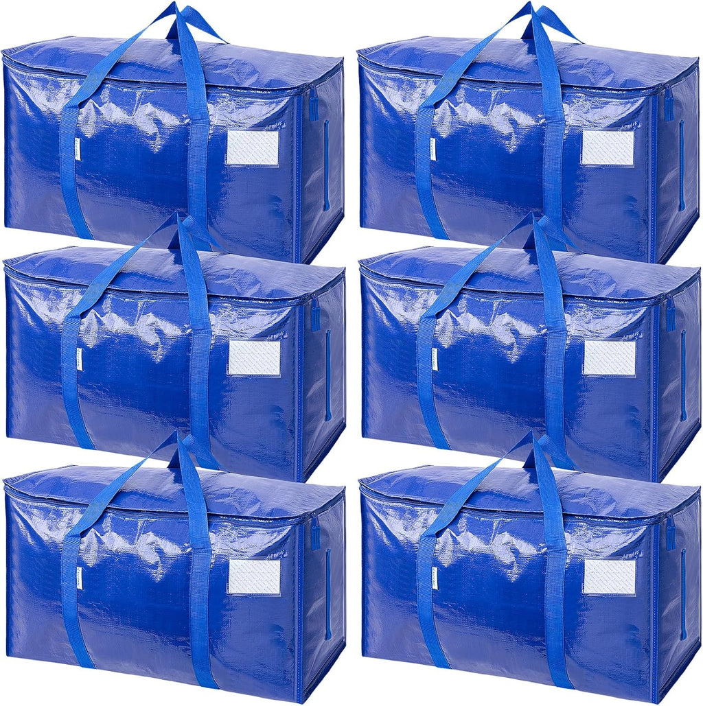 TICONN Extra Large Moving Bags - 6 Pack with Zippers & Handles + 12x9 Ft Plastic Drop Cloth