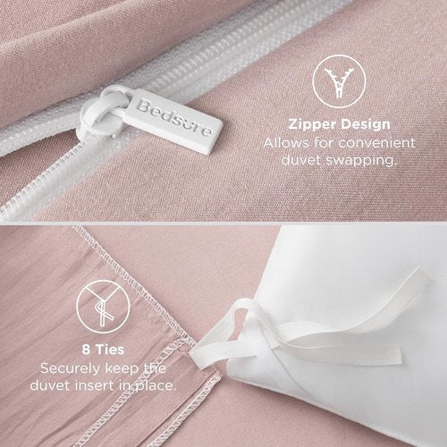 Bedsure Twin Duvet Cover Set - Rose Pink, Extra Soft Prewashed Bedding with Zipper Closure, 68x90 Inches