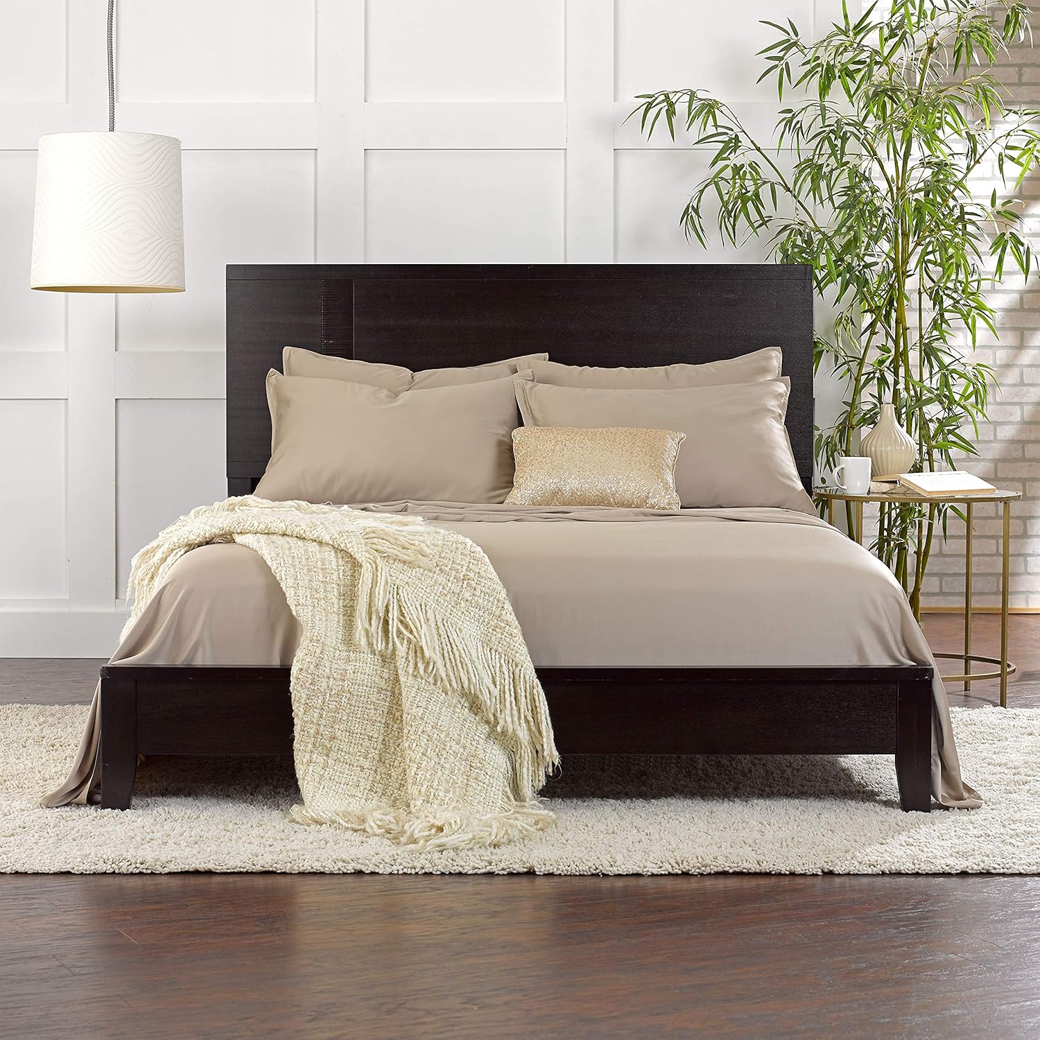 Pure Bamboo California King Sheets - 100% Organic Viscose Bed Sheet Set, Soft & Cooling (Sand)