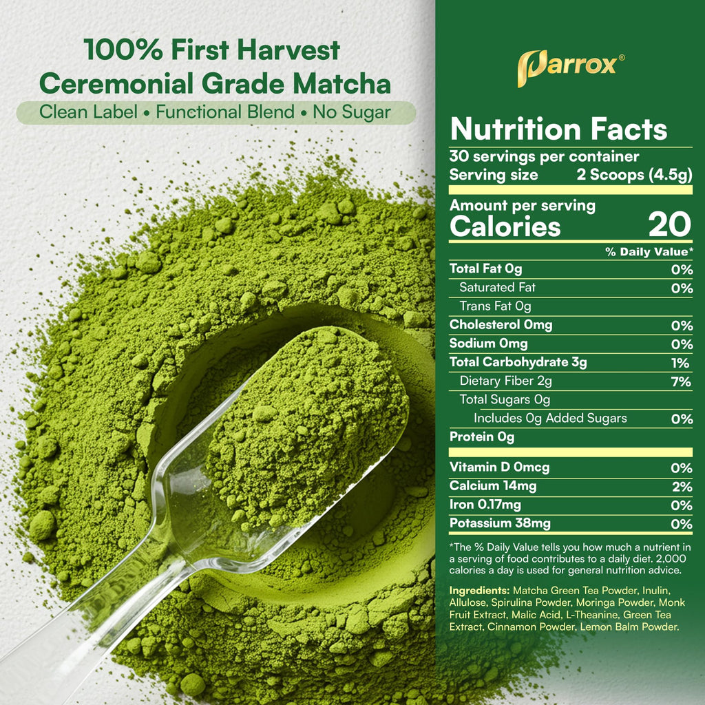 Ceremonial Grade Matcha Powder Infused with Moringa, Green Tea Extract, L-Theanine, Inulin, Spirulina, Ceylon Cinnamon, and Lemon Balm – 100% First Harvest Japanese Tea (30 Servings)