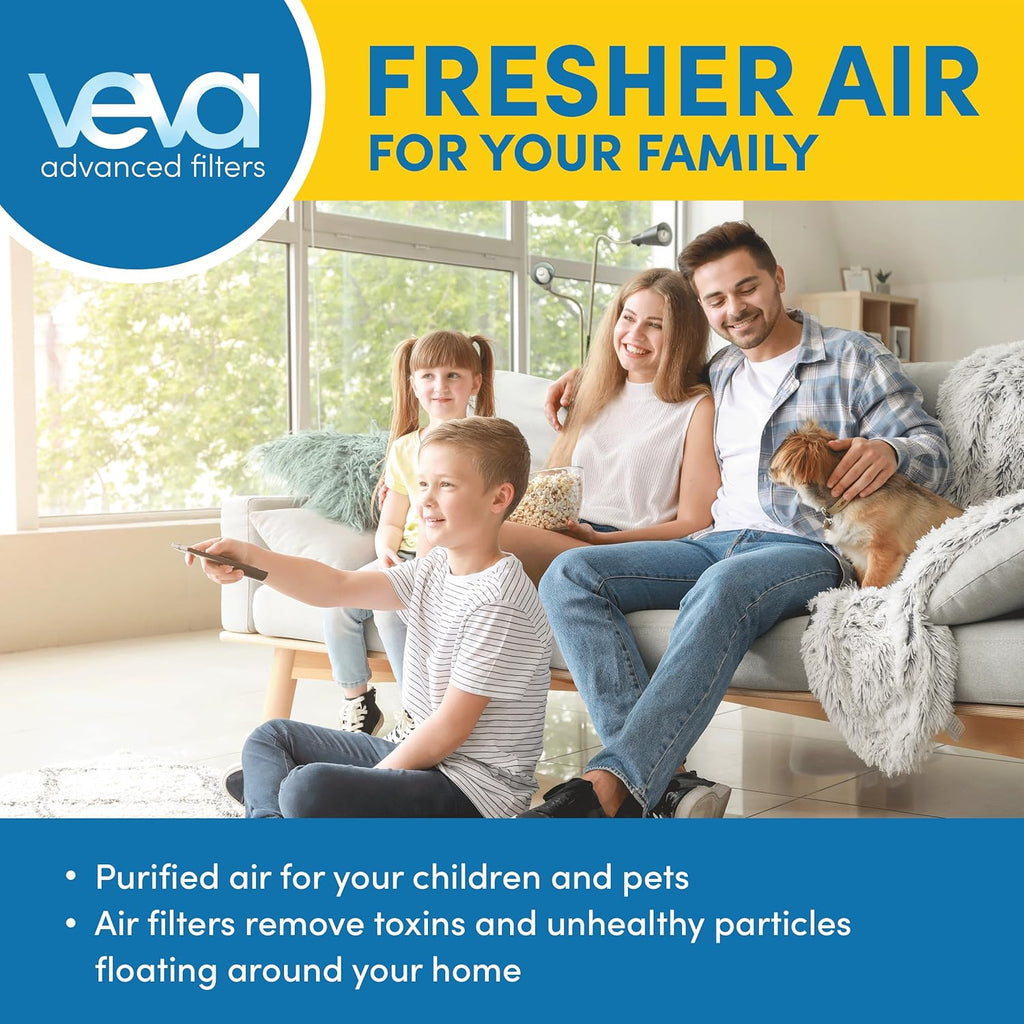 Veva HEPA Filter B - Compatible Replacement for Germ Guardian AC4825 | Pack of 2 HEPA Filters & 8 Carbon Pre-Filters