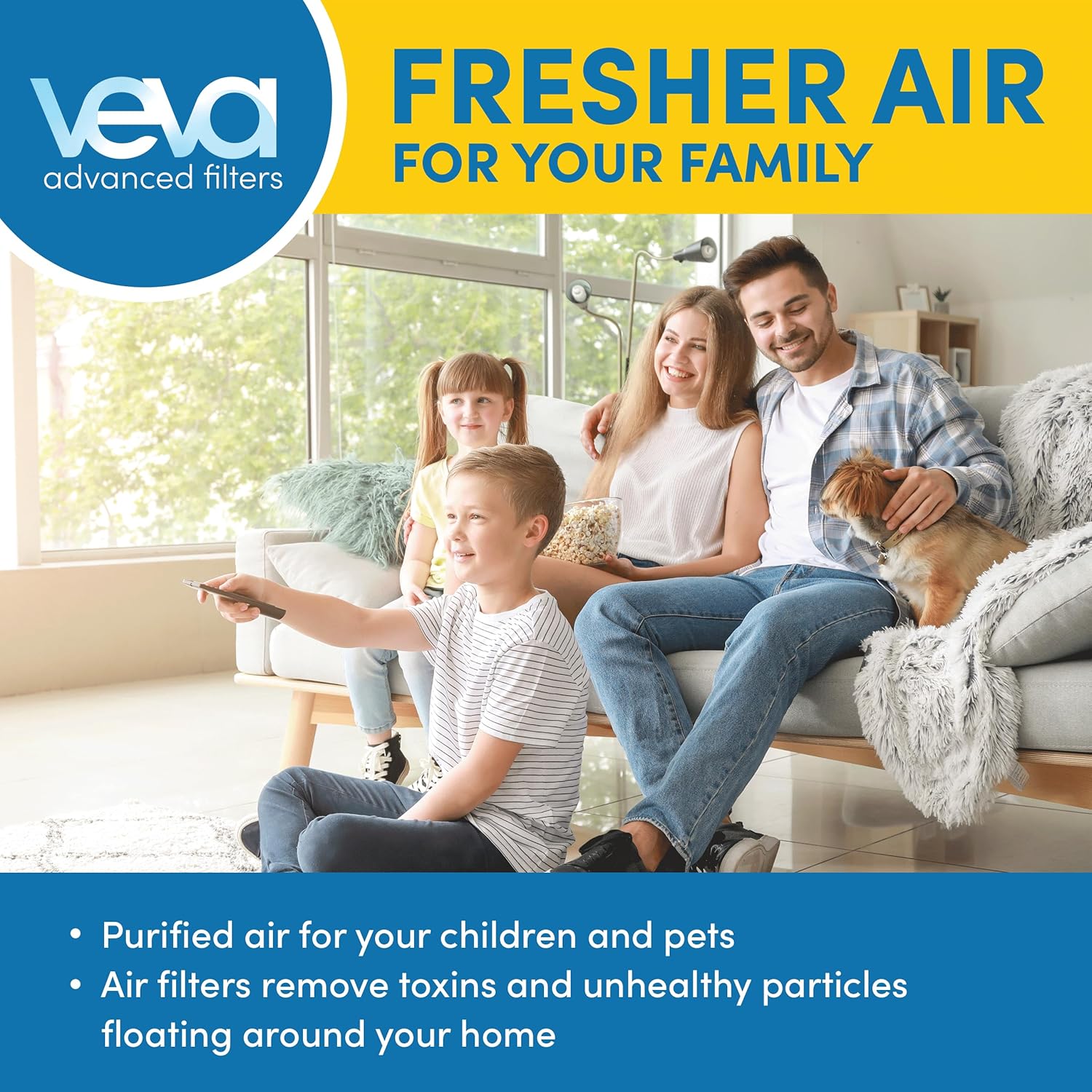Veva HEPA Filter B - Compatible Replacement for Germ Guardian AC4825 | Pack of 2 HEPA Filters & 8 Carbon Pre-Filters
