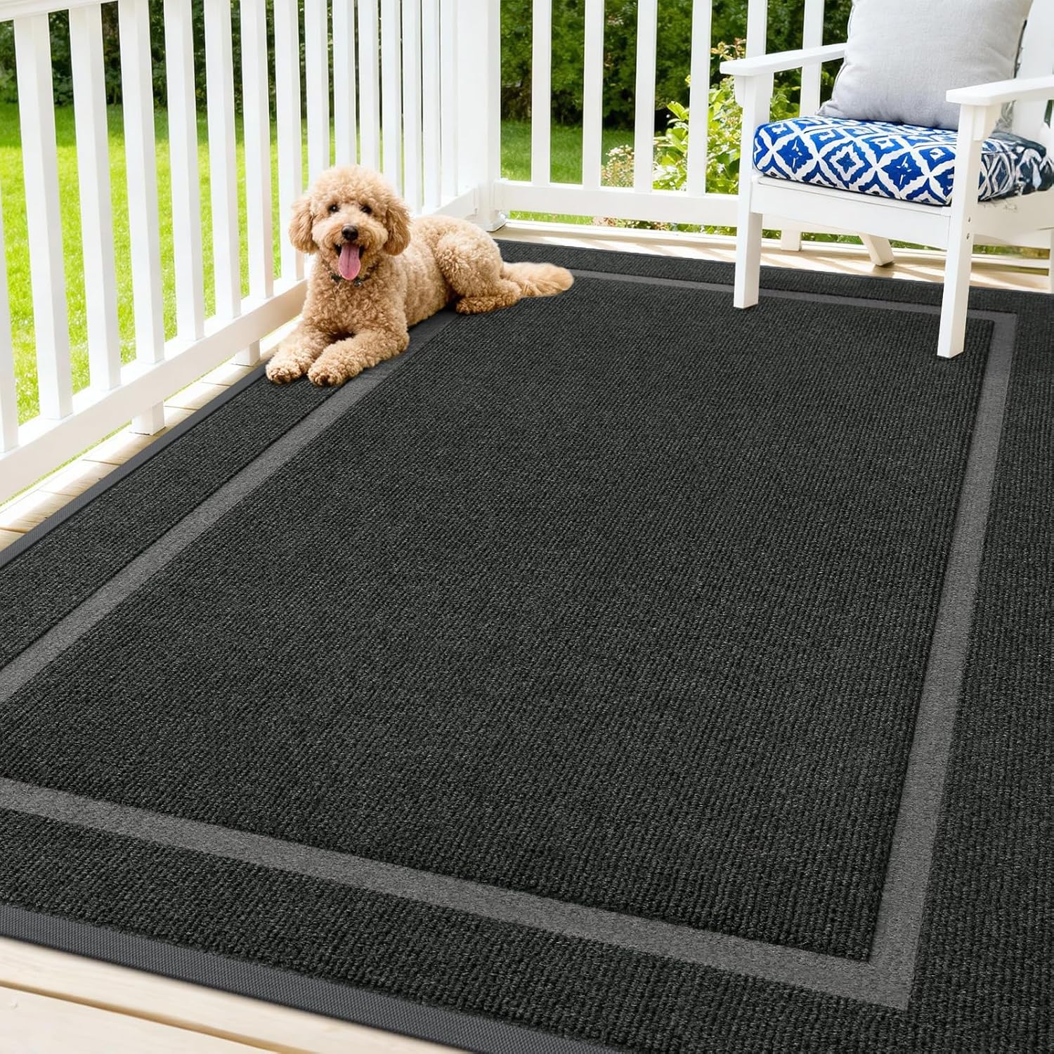 OLANLY Indoor Outdoor Front Door Mat - Waterproof, All-Season, Easy Clean | 71x47 Inches, Black