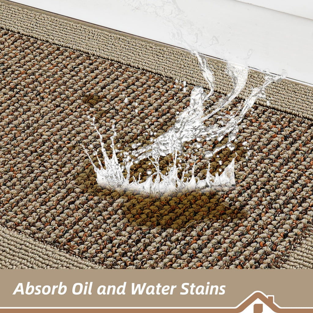 BEQHAUSE Kitchen Rugs and Mats Set of 2 Non-Slip Kitchen Mats for Floor, Absorbent and Stain Resistant Kitchen Runner, Machine Washable Rugs for Kitchen, Laundry & Sink, 24"x36"+24"x60", Taupe