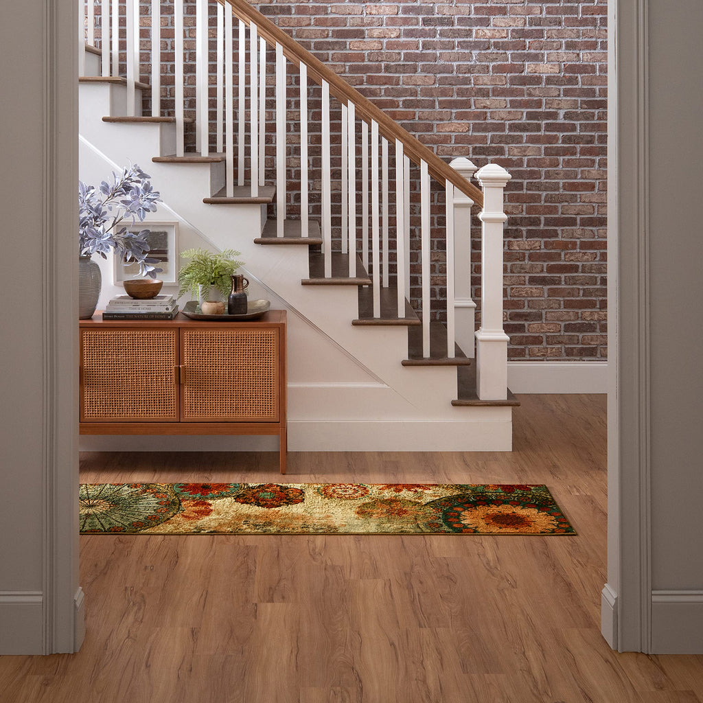 Mohawk Home Caravan Ornamental Floral Medallion 1' 8" x 2' 10" Area Rug - Orange - Perfect for Living Room, Dining Room, Office