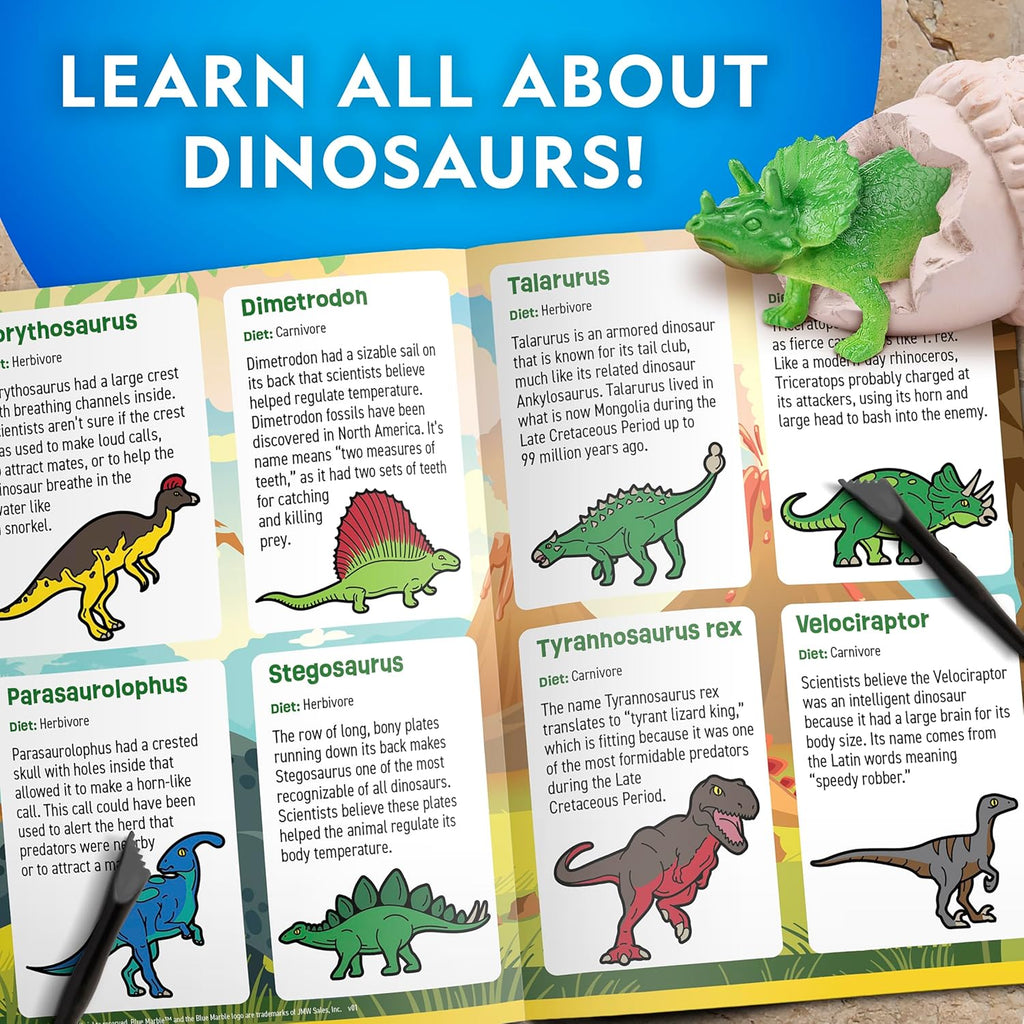 National Geographic Dinosaur Dig Kit - 12 Dino Shaped Bricks with Figures & Excavation Tools | STEM Toy for Kids