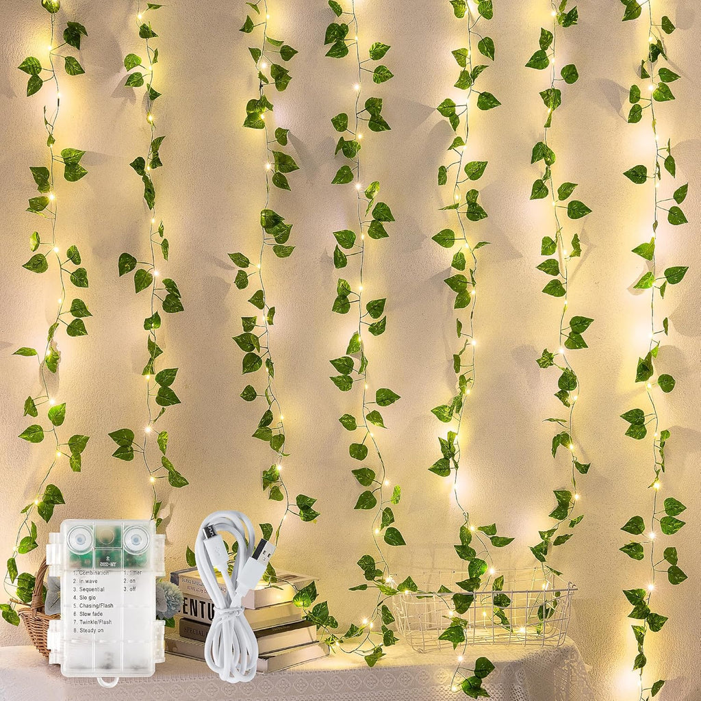 Woohaha Ivy String Lights - 23ft 73LED Battery Operated Fairy Lights for Bedroom, Garden & Party Decor | Warm White