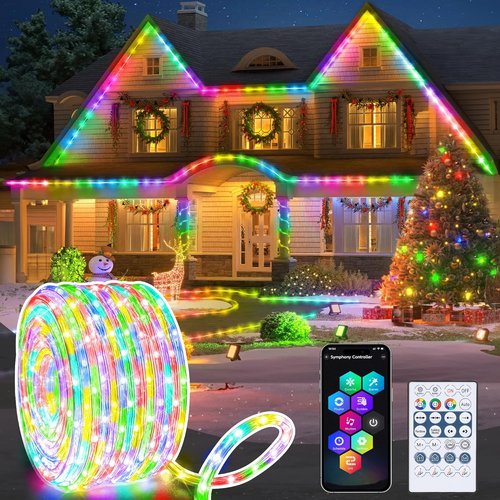 Jnaurb RGB Color Changing Rope Lights - 33ft Smart String Lights with Remote & App Control | Waterproof Music Sync