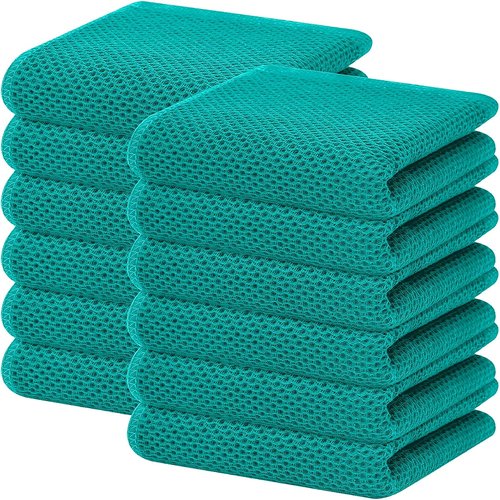 Homaxy 100% Cotton Waffle Weave Dish Towels - Ultra Soft & Absorbent, 13 x 28 Inches, 12-Pack in Teal