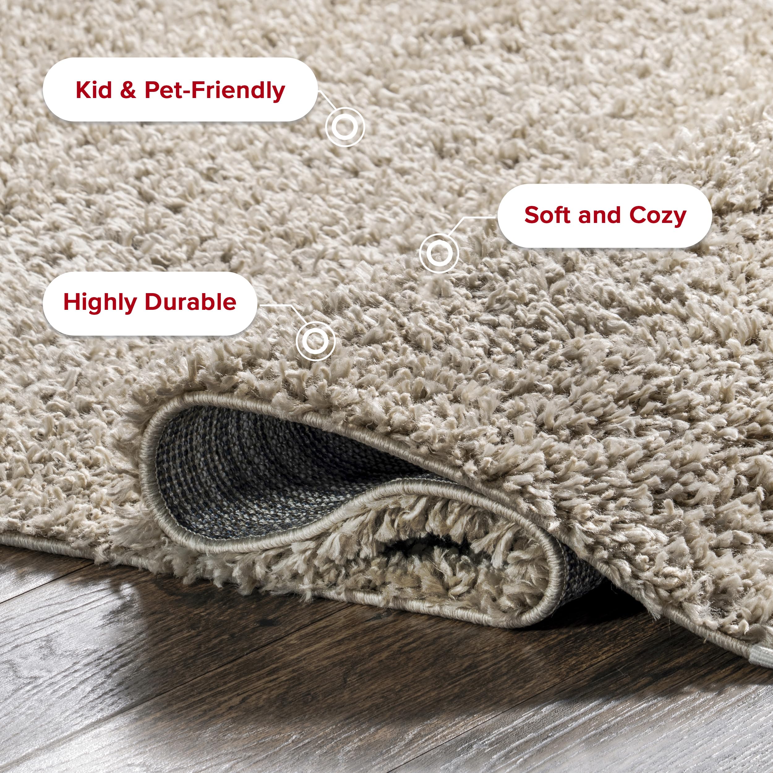 Nuloom Neva Beige/Ivory, 2'6" x 6', Modern, Shag, Tasseled, Soft and Cozy, High Traffic, Stain Resistant, Easy Clean, Durable Runner for Bedroom, Living Room, Dining Space, Den, Foyer, Entryway
