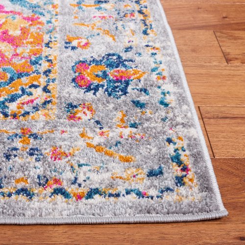 SAFAVIEH Madison Collection Area Rug - 6' x 9', Grey & Fuchsia, Boho Chic Medallion Design, Non-Shedding & Easy Care, Ideal for High Traffic Areas in Living Room, Bedroom (MAD154F)