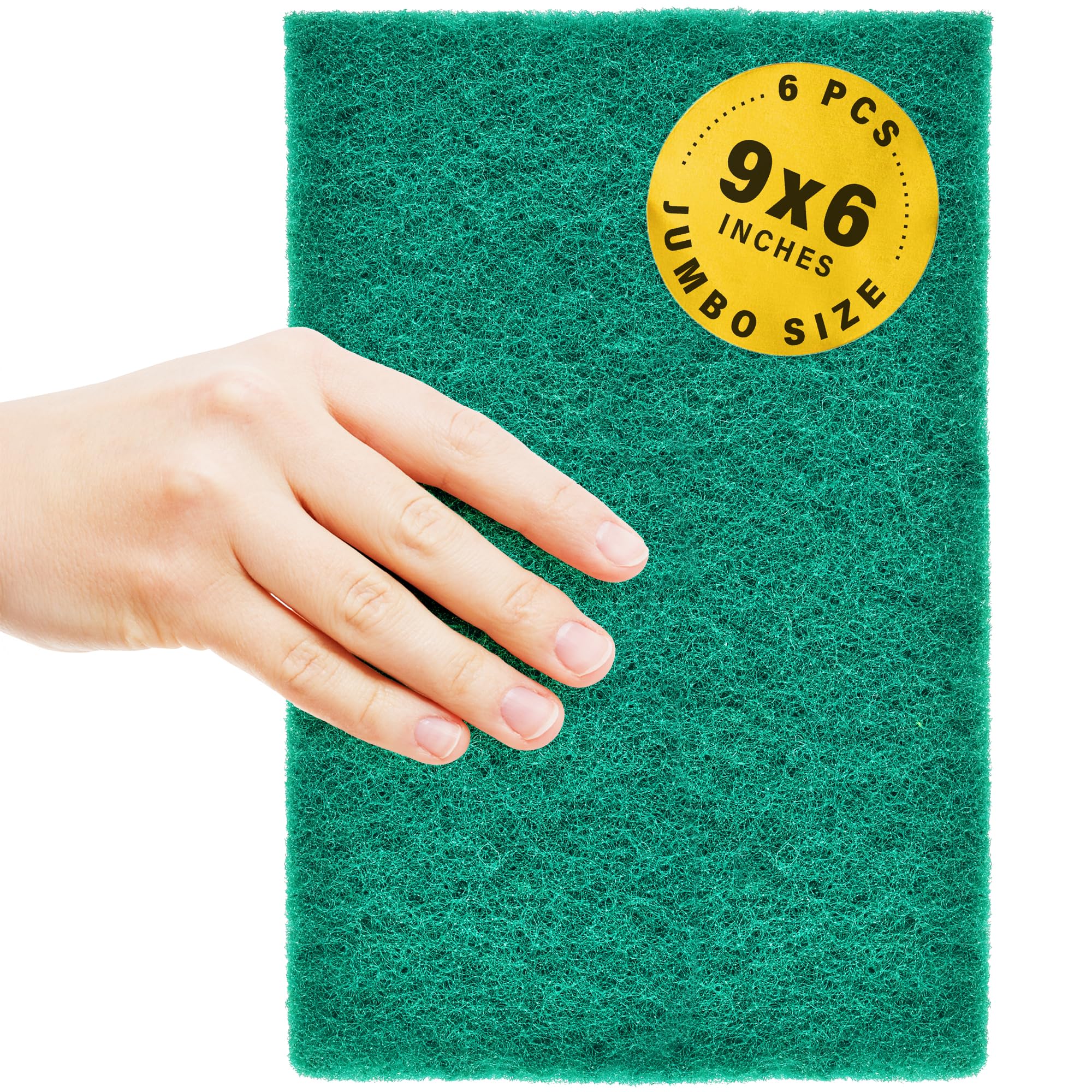DecorRack 6 X-Large Scouring Pads 9" x 6" Extra Large Dish Pad for Heavy Duty Cleaning, 100% Bigger Than Standard Size (6 Pack)