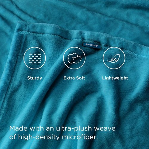 Bedsure GentleSoft Fleece Blanket - Lightweight Plush Cozy Twin Size Teal Blanket for Bed & Travel, 60x80 Inches