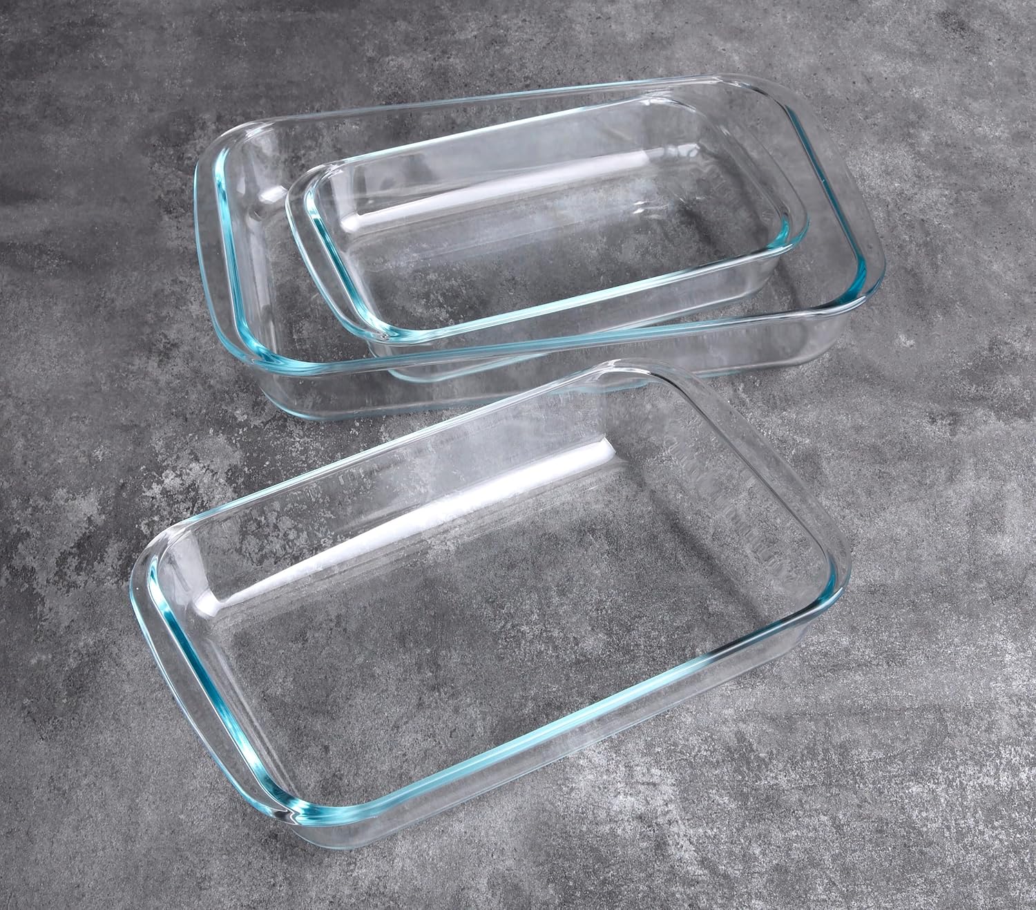 Tempered Glass Bakeware Set by [Brand Name] - 3 Rectangular Baking Dishes, 1L, 1.5L, 2L Sizes