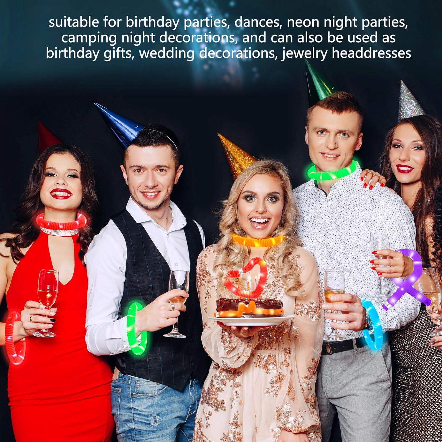 Skiennix LED Glow Sticks - 42 Pcs Light Up Tubes for Kids' Birthday Parties & Concerts | Glow in The Dark