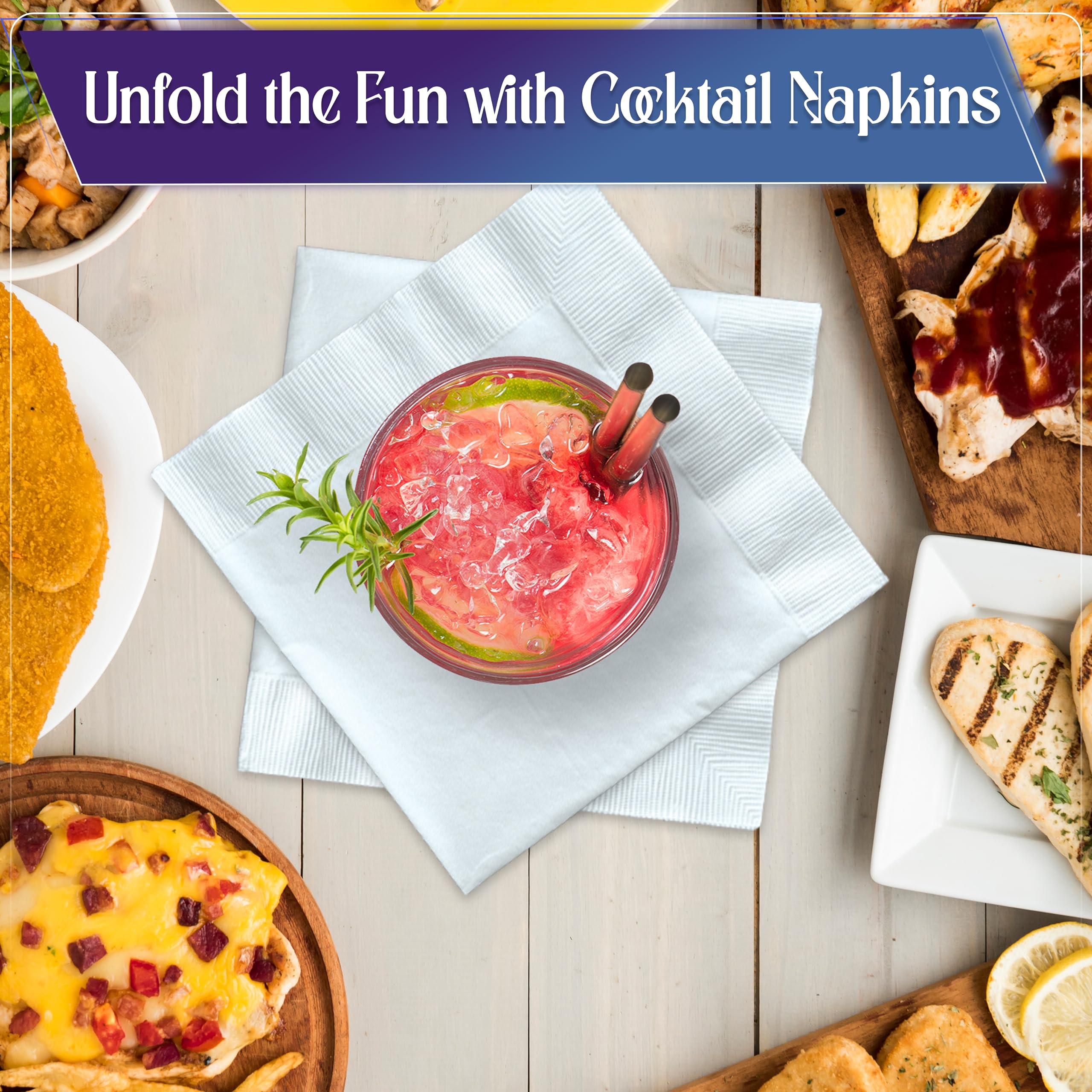 1 Ply White Cocktail Napkins- Case of 4,000ct