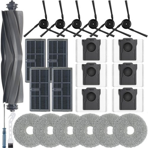Bluearks 25 Pack X40 Ultra Accessories Kit for Dreame X40 Ultra/L40 Ultra Gen 2/MOVA P10/P50 Pro Ultra Replacement Parts,1 Main Brush 6 Mop Pads 4 Hepa Filters 6 Side Brush 6 Vacuum Bags