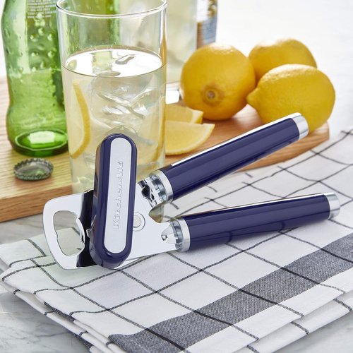 KitchenAid Classic Can Opener - Multifunctional Bottle Opener in Cobalt Blue, 8.34-Inch