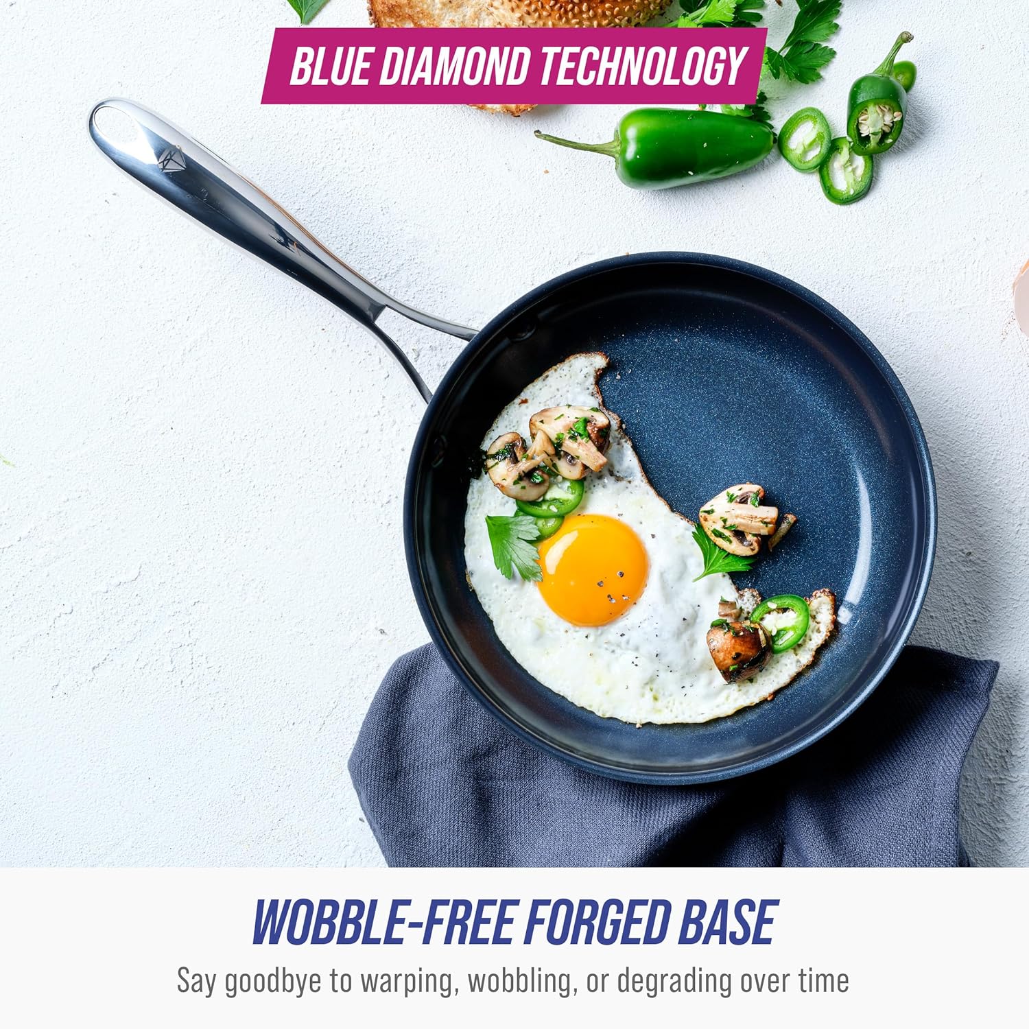 Blue Diamond Cookware 8-Inch Hard Anodized Ceramic Nonstick Frying Pan | PFAS-Free & Dishwasher Safe