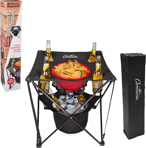 Camerons All-in-One Tailgating Table - Portable Folding Camping Table with Cooler & Cup Holders | Ideal for BBQs & Beach Trips