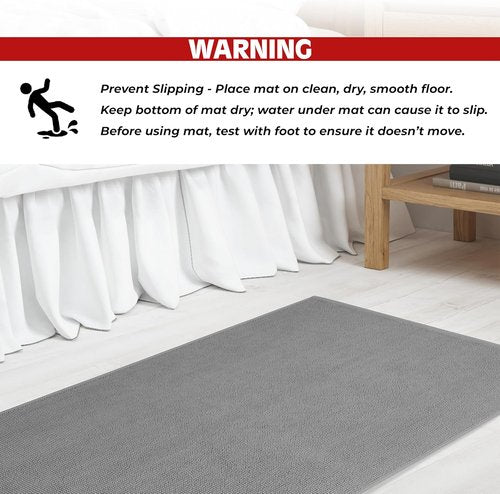 Cotton Paradise 100% Cotton Bath Mat - Soft, Absorbent & Quick-Dry | 17x24 Inch, Light Grey