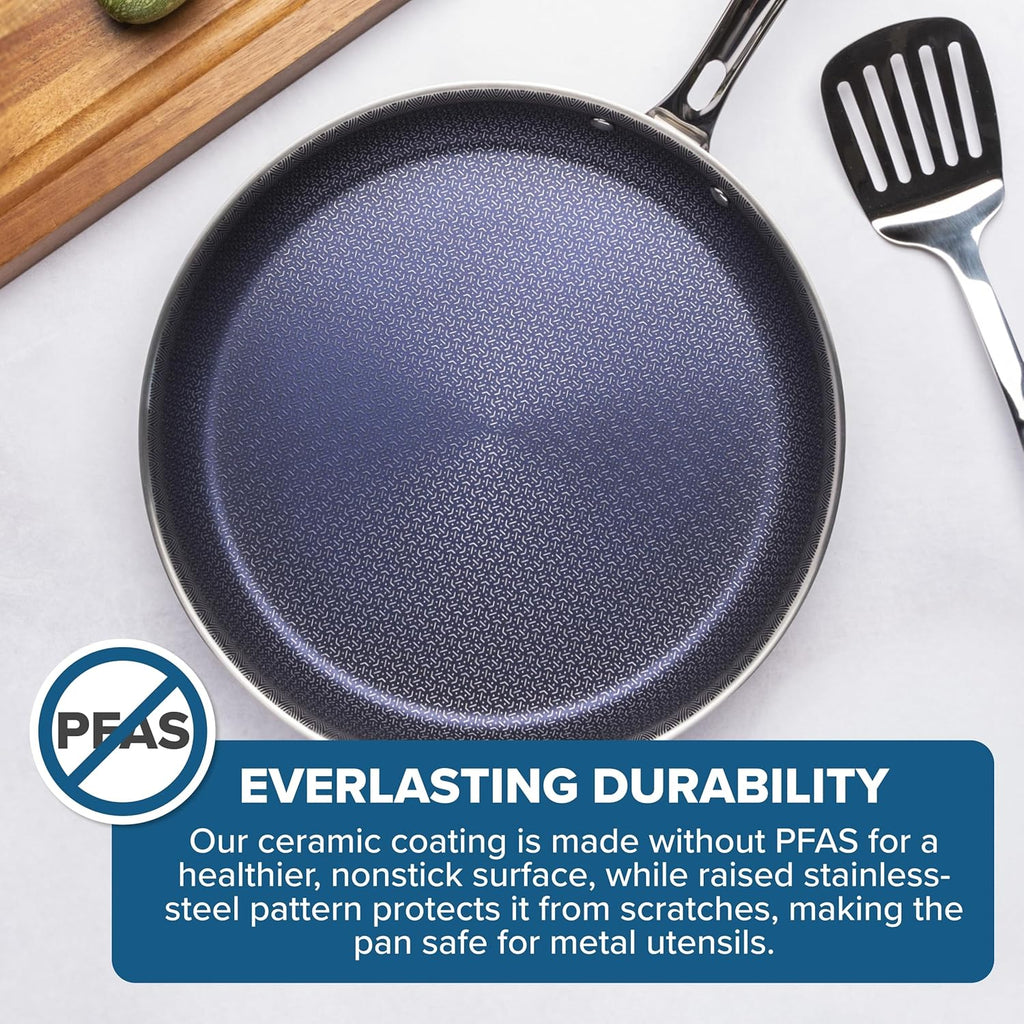 Viking Hybrid Plus 3-Ply Ceramic Nonstick Frying Pan - PFAS-Free, 8-Inch, Oven Safe to 500°F
