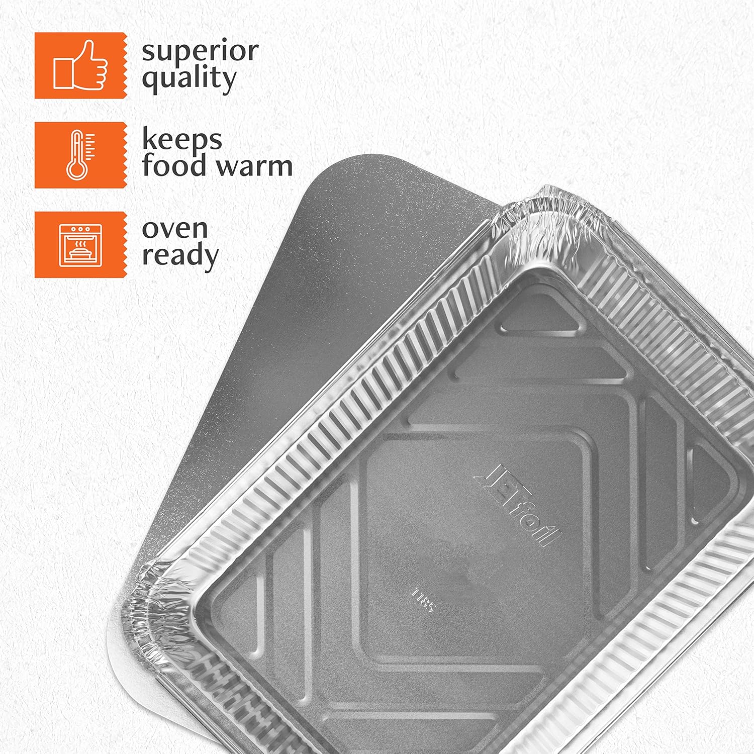 PLASTICPRO Disposable Aluminum Baking Pans - 4 LB Oblong 12'' x 8'' x 2'' with Cardboard Lids | Perfect for Brownies, Bread & Lunchboxes - Pack of 5
