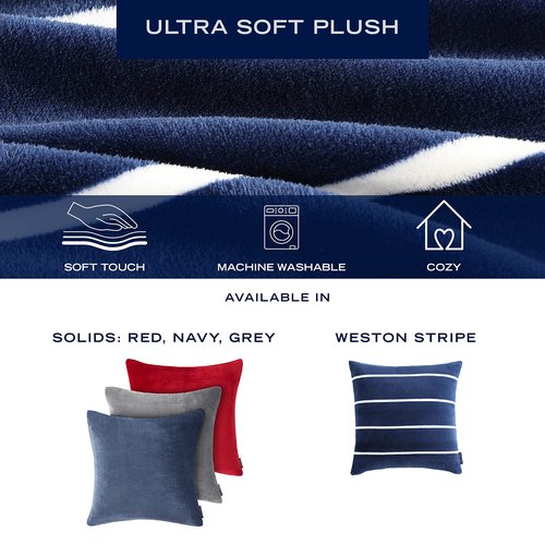 Nautica - Euro Sham, Soft Fleece Bedding with Zipper Closure, Stylish Bedding Set for Bed or Couch (Plush Euro Grey, 26" x 26")