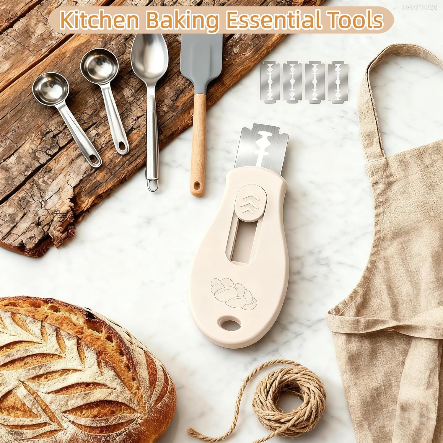Skiennix Bread Lame Sourdough Scoring Tool - Magnetic & Extractable Design | Includes 5 Razor Blades - Beige & Blue