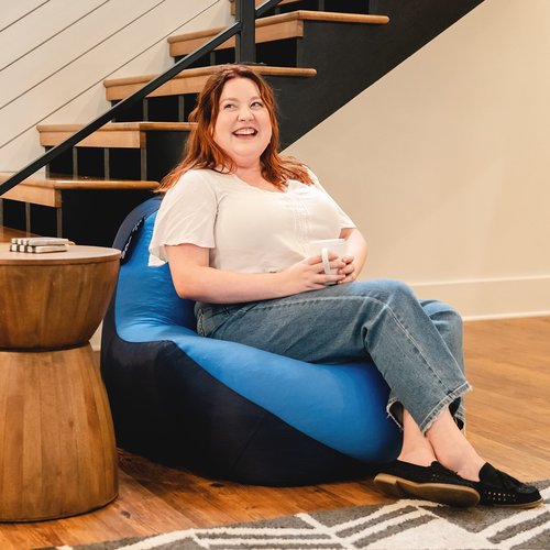 Big Joe Warp Bean Bag Chair, Blue/Navy Spandex and Smartmax, Durable Polyester Nylon Blend, 2.5 feet