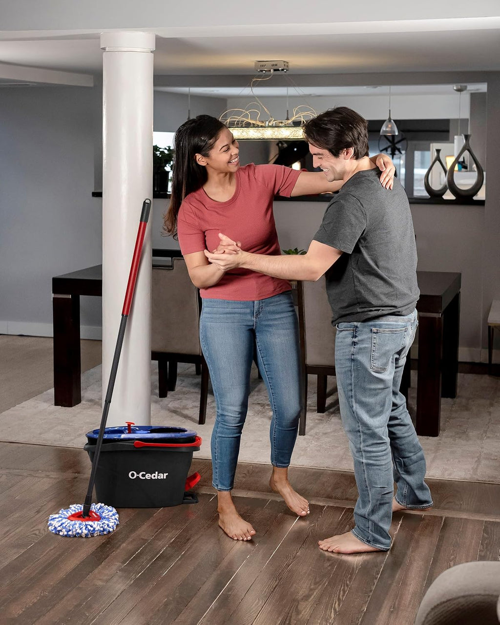 O-Cedar RinseClean Spin Mop & Bucket System - Effortless Cleaning with Water | Eliminates 99% of Bacteria