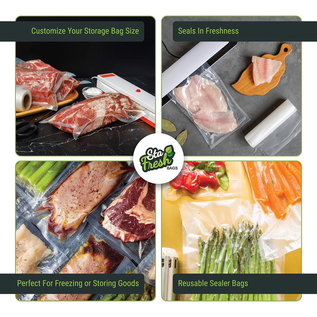 Vac Fresh Vacuum Sealer Roll Bags, 15 inches x 50 feet, 3.5mil Embossed, Vacuum Seal Bags, Food Storage Bags, Meal Prep, Marinating, Sous Vide, Vacuum Sealing Storage Bags, 2 Rolls, 100 Feet Total