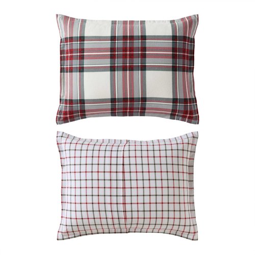 Eddie Bauer - Twin Comforter Set, Naturally Soft Cotton Flannel Bedding w/Matching Pillowcase, Medium Weight for Year Round Use, 2 Piece Bed Sets (Serendipity Plaid Red)