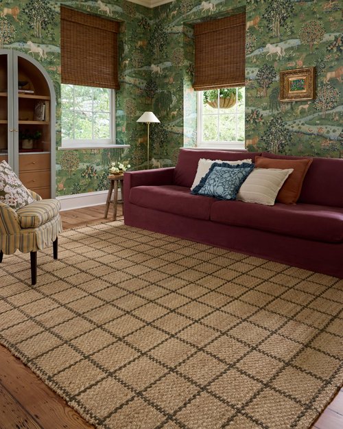 Loloi Chris Loves Julia Fletcher Collection FLE-01 Natural/Olive 3'-6" x 5'-6", .37" Pile Height, Accent Rug