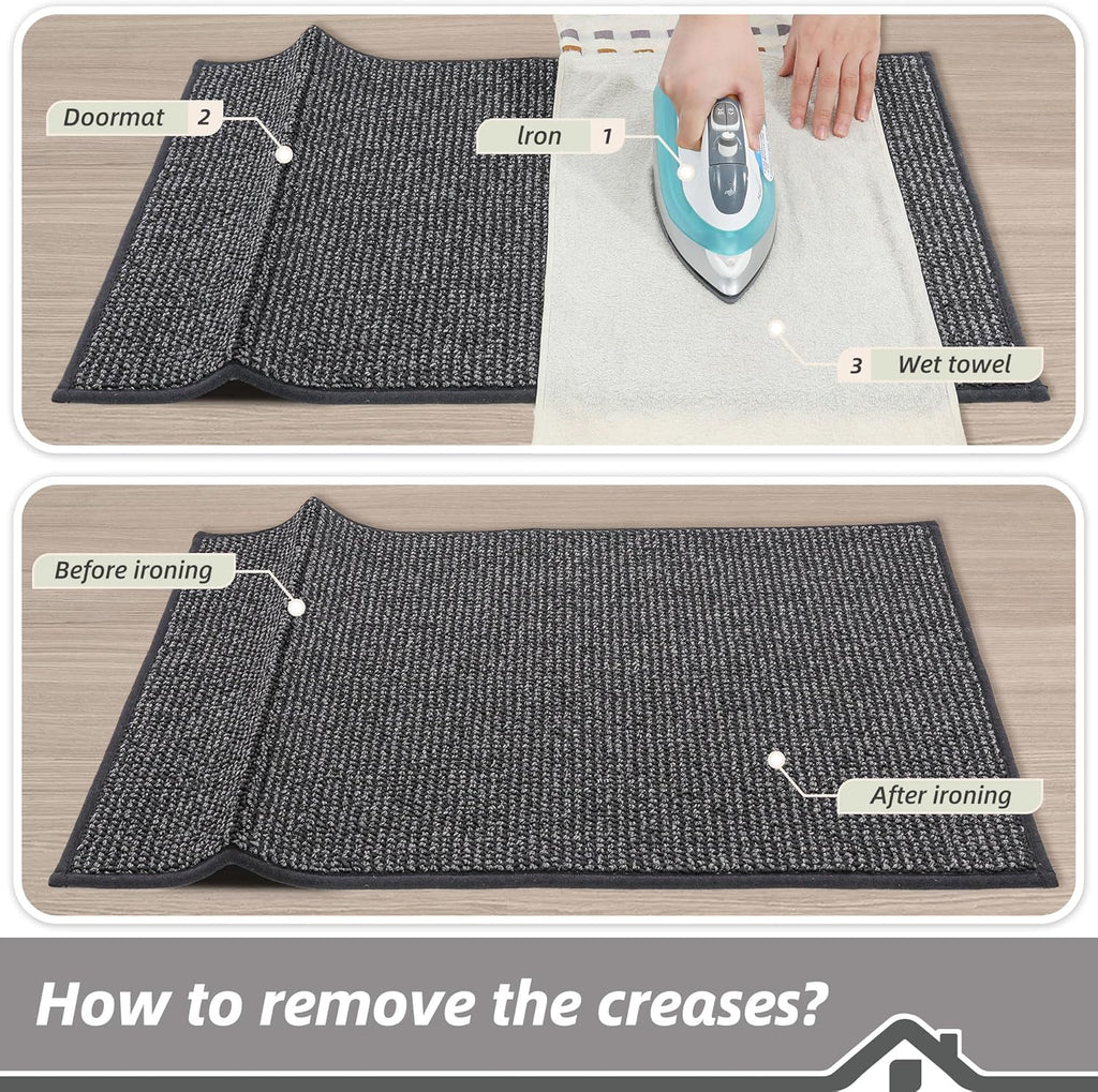 BEQHAUSE Dirt Trapper Door Mat - Non-Slip, Washable, Absorbent Entrance Mat | 20" x 32", Charcoal
