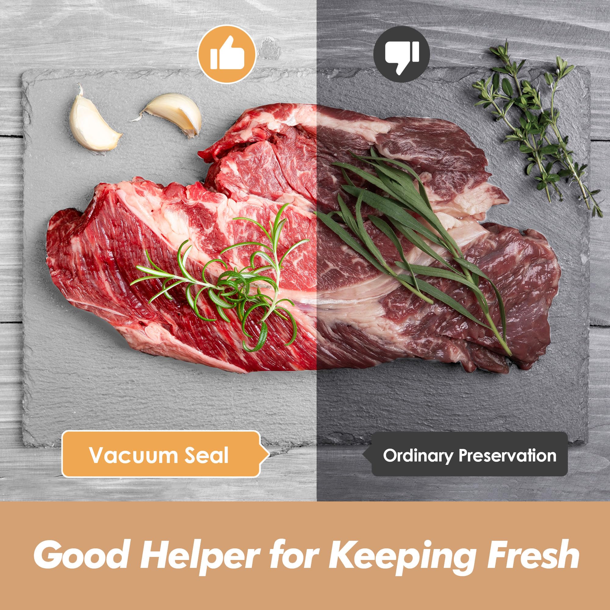 Kitchen Vacuum Sealer, Smart Vacuum Food Sealer with Built-in Bag Storage and Cutter Food Vacuum Storage with External VAC for Jar and Containers, Includes 5M Bag Rolls (silver)