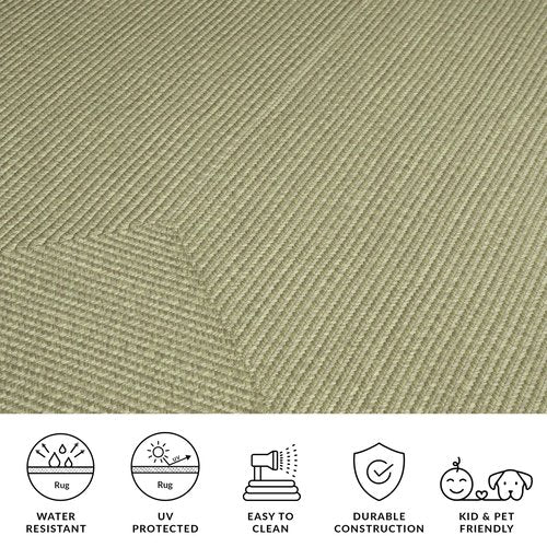 SAFAVIEH Washable Rug Outdoor Braided Collection - 2' x 3', Sage Green, Handmade & Reversible, Non-Shedding & Easy to Clean, Ideal for Entryway, Patio, Kitchen, Mudroom, Front Door (BRD317W)
