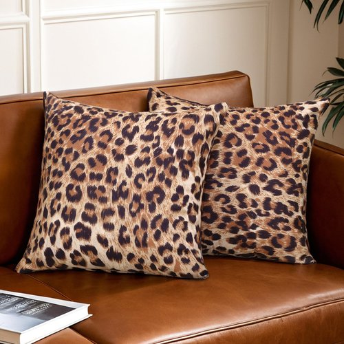 Alricc Cheetah Pillow Covers 18x18 Set of 2 Brown Leopard Throw Pillow Covers Soft Decorative Couch Pillow Covers for Home Living Room Bedroom
