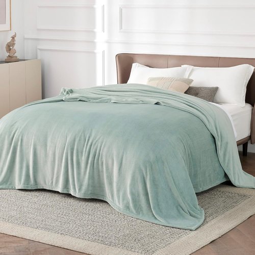 Bedsure GentleSoft Fleece Blanket - Cozy Sage Green California King, 102x96 Inches, Plush & Lightweight