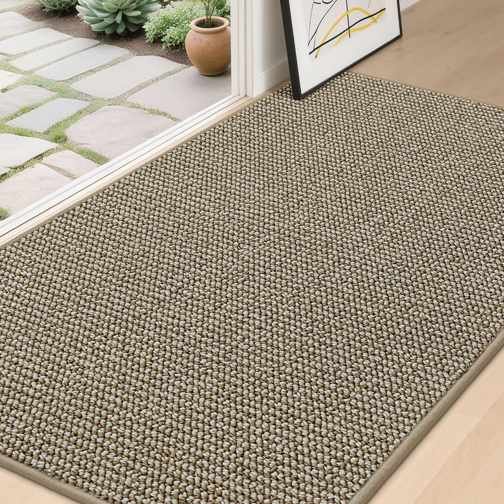BEQHAUSE Dirt Trapper Door Mat - Non-Slip, Washable, Absorbent | 36" x 60" Light Beige Entrance Mat