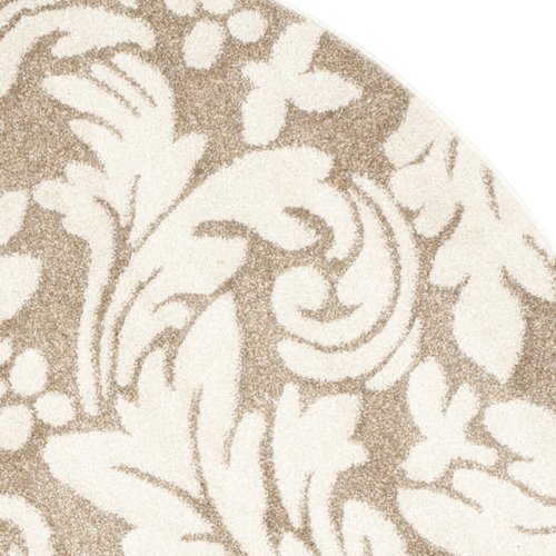 SAFAVIEH Amherst Collection Area Rug - 7' Round, Wheat & Beige, Floral Design, Non-Shedding & Easy Care, Ideal for High Traffic Areas in Living Room, Bedroom (AMT425S)