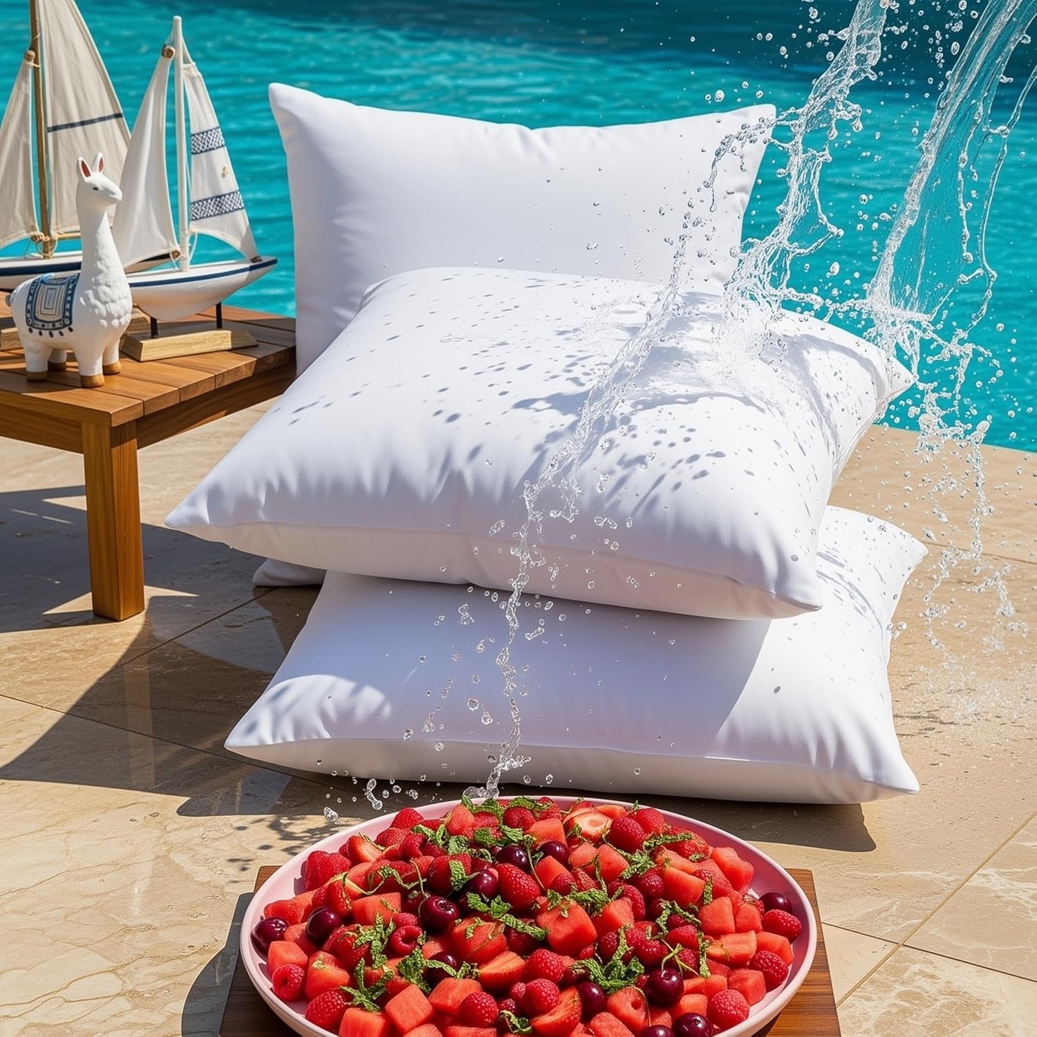 Utopia Bedding Outdoor Pillow Inserts - Water Resistant Garden Throw Pillows | 18 x 18 Inches (Pack of 2)